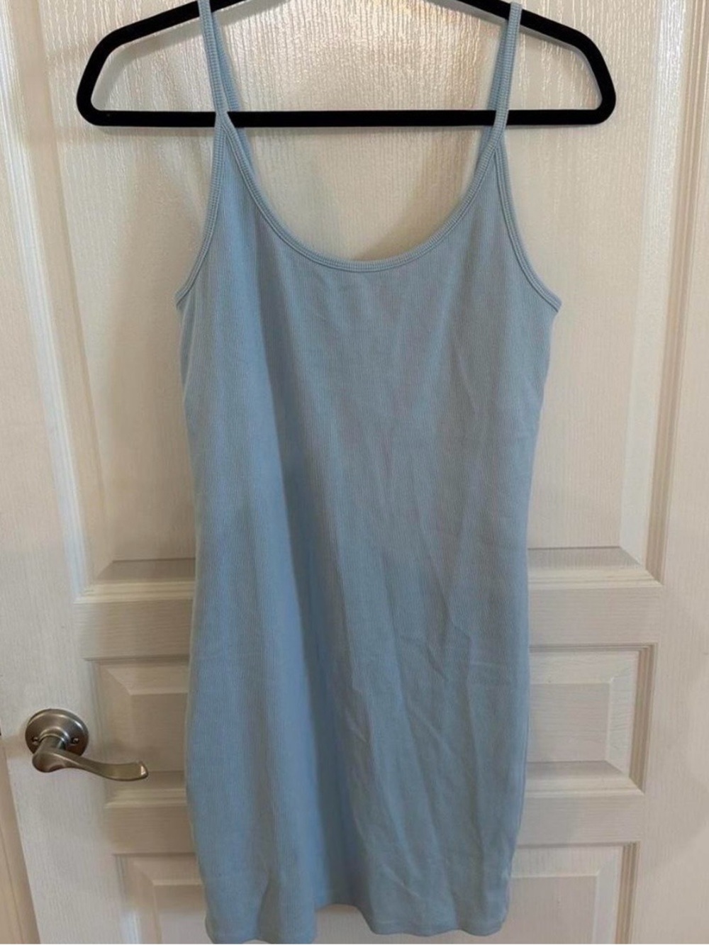 Old Navy Light Blue Ribbed Tank Slip Dress with built in bra Sz L NWOT
